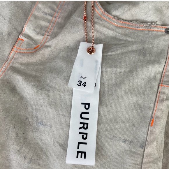 Purple Brand P001 White Neon Stitch Orange Jeans NWT Sz 34 - Picture 8 of 15